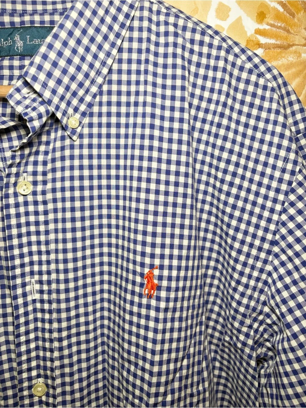 Ralph Lauren Blue Gingham Button Down Shirt | Classic Pony Logo | Preppy